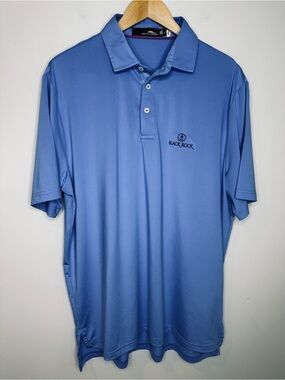 Ralph Lauren RLX Golf Shirt in Blue/ Club at Black Rock/ Large EUC
